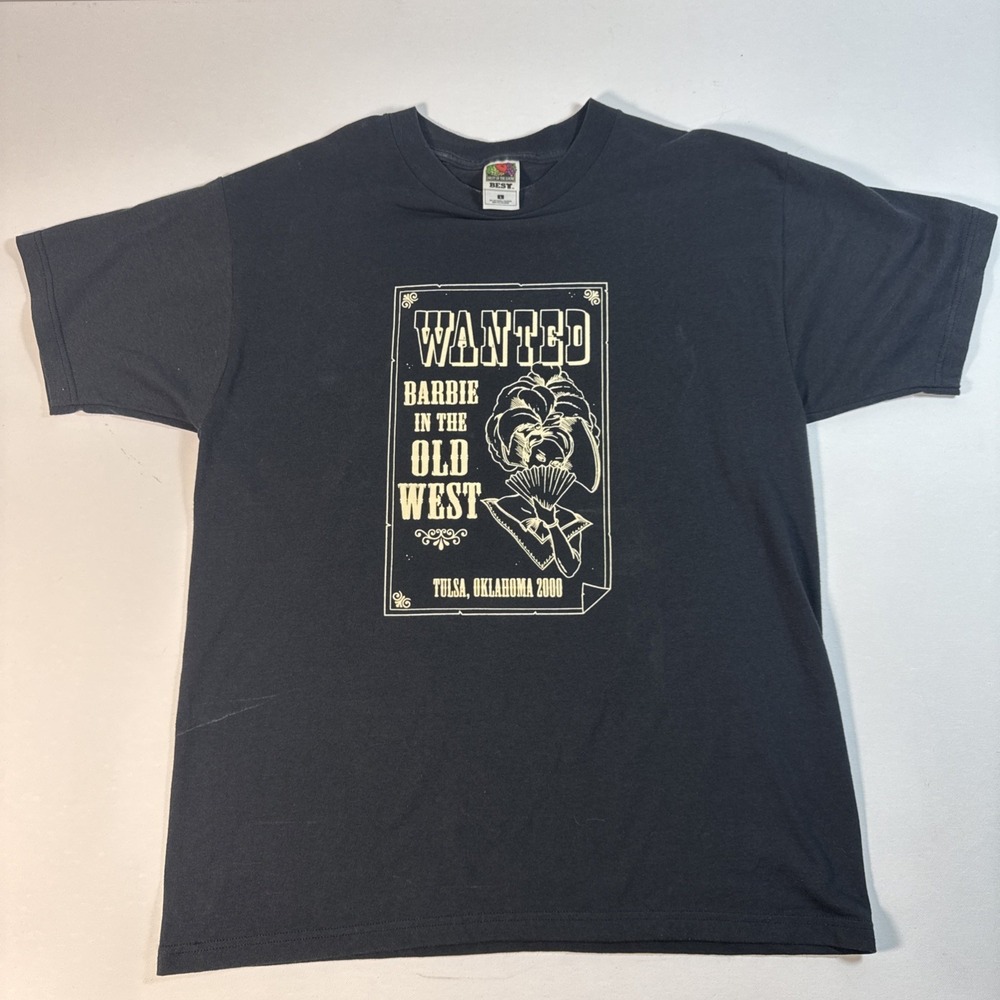 Barbie Graphic T Shirt  In The Old West Tulsa Oklahoma Large Black Vintage 2000